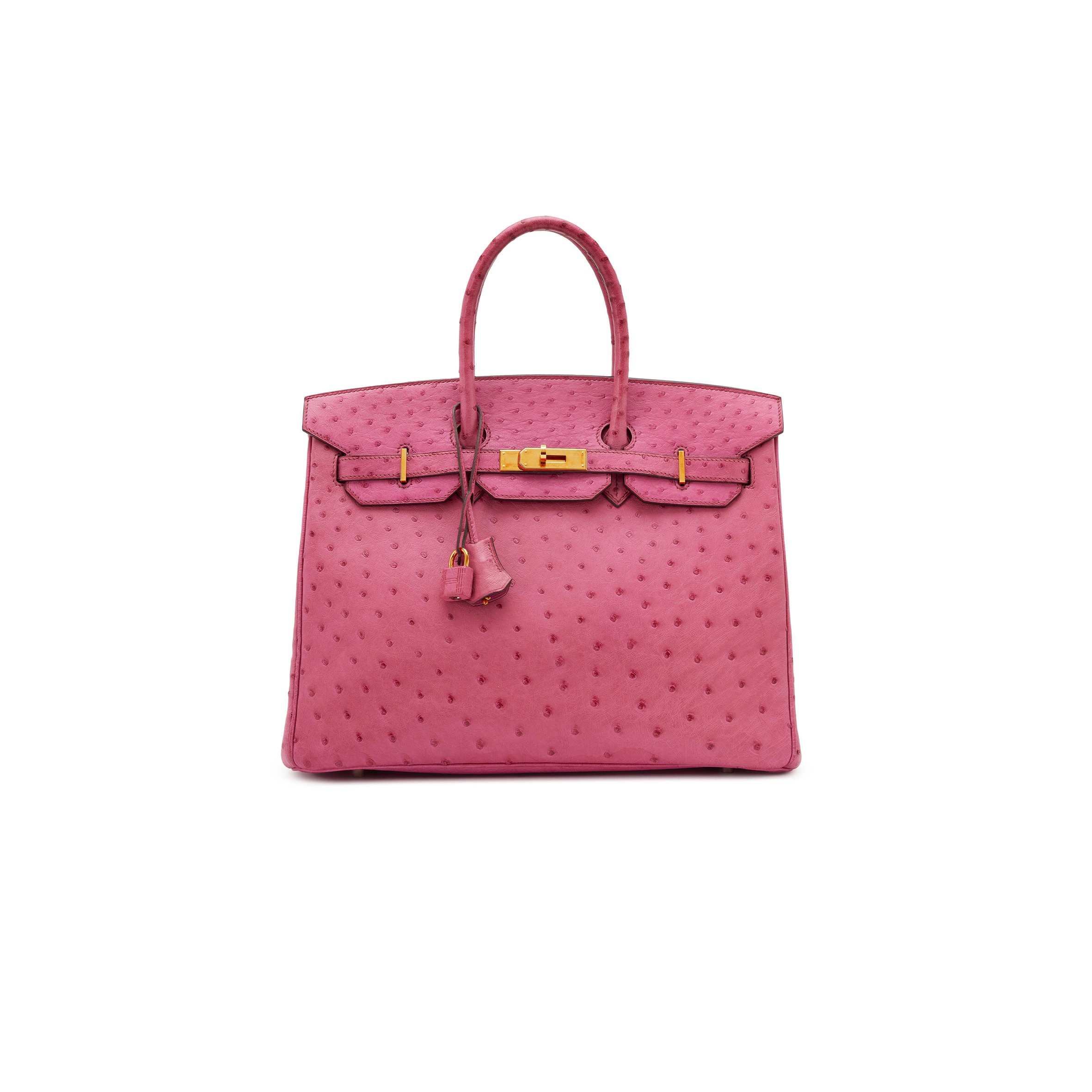 H**mes master birkin 30 ostrich leather peach pink gold buckle h041933ck93 (30*22*16cm)